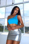 On Repeat Basic Baby Ribbed One Shoulder Top - Blue - EDGEbyKS